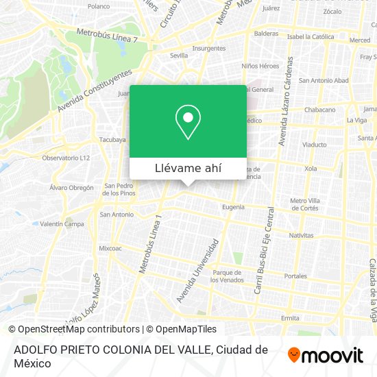 Mapa de ADOLFO PRIETO  COLONIA DEL VALLE