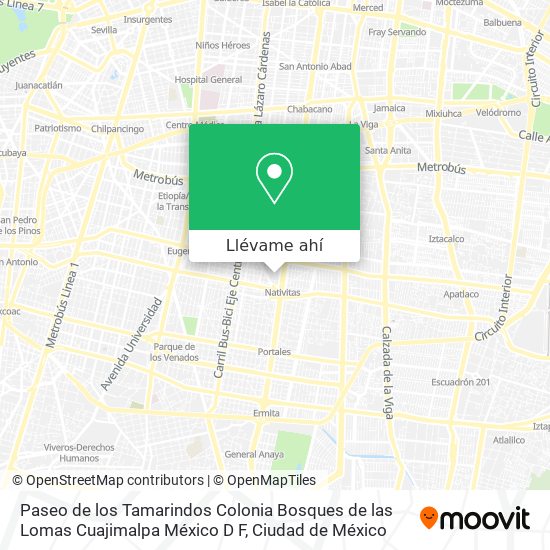 Mapa de Paseo de los Tamarindos  Colonia Bosques de las Lomas  Cuajimalpa México D F