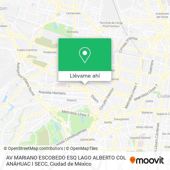 Mapa de AV  MARIANO ESCOBEDO  ESQ  LAGO ALBERTO  COL  ANÁHUAC I SECC