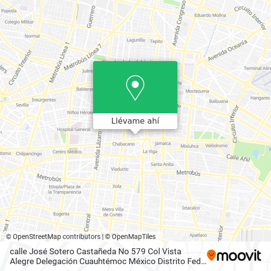 Mapa de calle José Sotero Castañeda No  579  Col  Vista Alegre  Delegación Cuauhtémoc  México  Distrito Fed