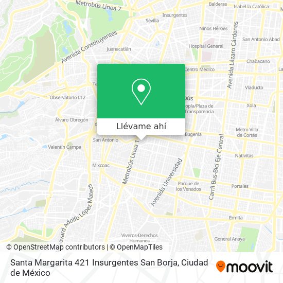 Mapa de Santa Margarita 421  Insurgentes San Borja