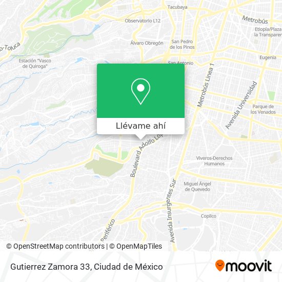 Cómo llegar a Gutierrez Zamora 33 en Miguel Hidalgo en Autobús o Metro?