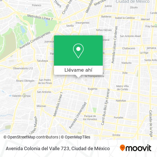 Mapa de Avenida Colonia del Valle 723