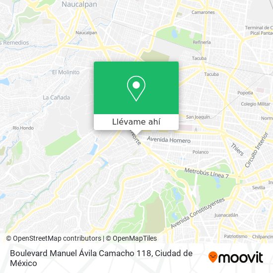 Mapa de Boulevard Manuel Ávila Camacho 118