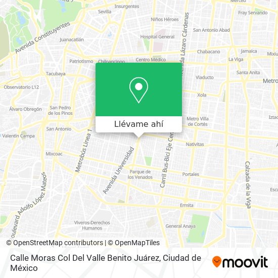 Mapa de Calle Moras Col  Del Valle Benito Juárez