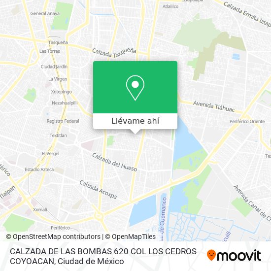 Mapa de CALZADA DE LAS BOMBAS   620 COL LOS CEDROS COYOACAN