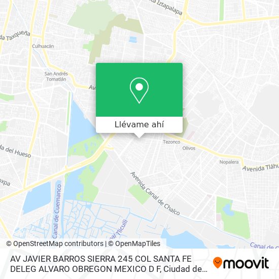 Mapa de AV  JAVIER BARROS SIERRA   245  COL  SANTA FE  DELEG  ALVARO OBREGON  MEXICO D F