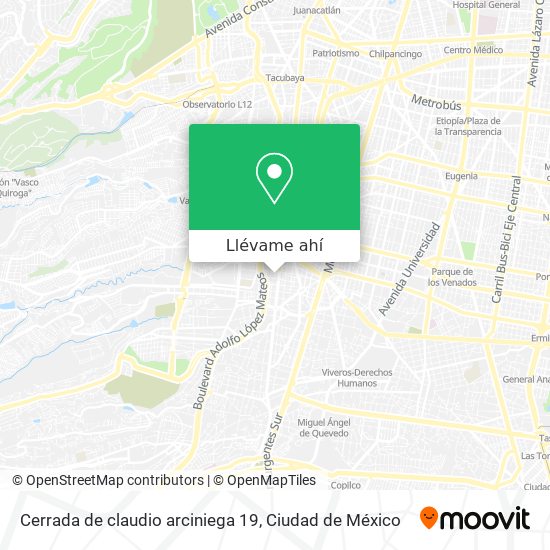 Mapa de Cerrada de claudio arciniega 19