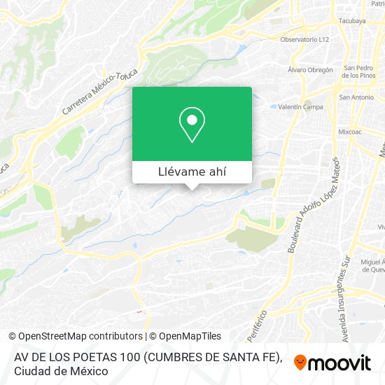 Mapa de AV  DE LOS POETAS 100 (CUMBRES DE SANTA FE)