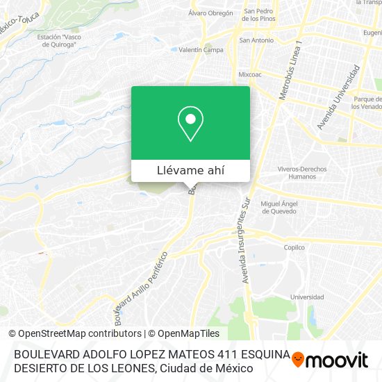 Mapa de BOULEVARD ADOLFO LOPEZ MATEOS  411 ESQUINA DESIERTO DE LOS LEONES