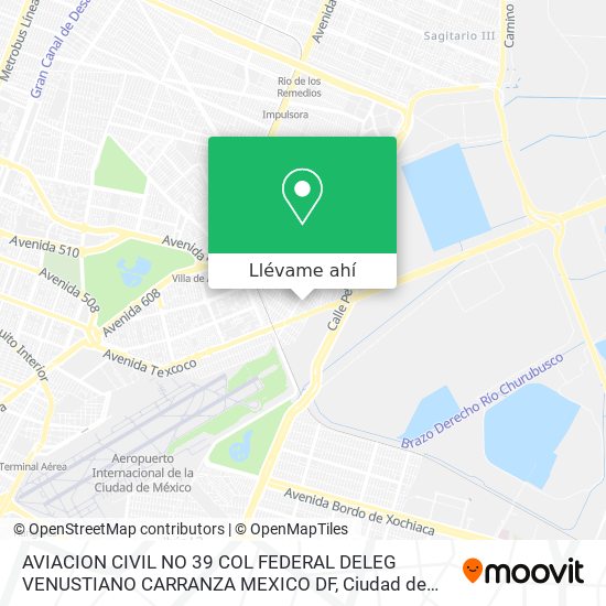 Mapa de AVIACION CIVIL NO  39  COL  FEDERAL  DELEG  VENUSTIANO CARRANZA  MEXICO DF