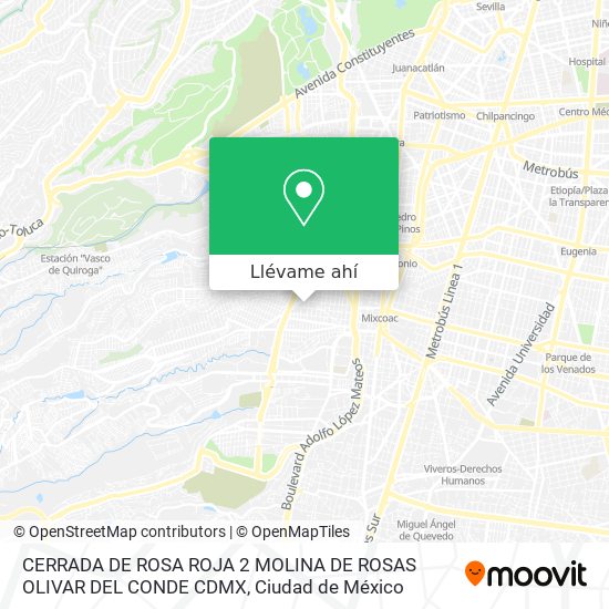 Mapa de CERRADA DE ROSA ROJA 2  MOLINA DE ROSAS  OLIVAR DEL CONDE  CDMX