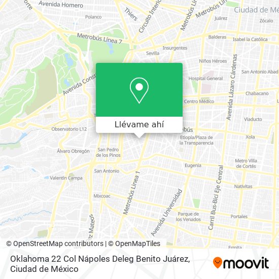 Mapa de Oklahoma 22  Col  Nápoles  Deleg  Benito Juárez