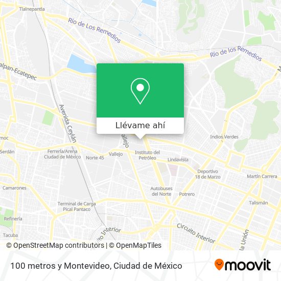 Mapa de 100 metros y Montevideo