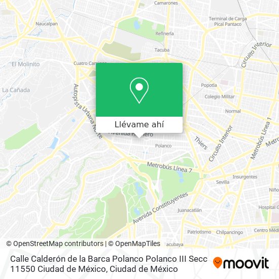 Mapa de Calle Calderón de la Barca Polanco  Polanco III Secc 11550 Ciudad de México