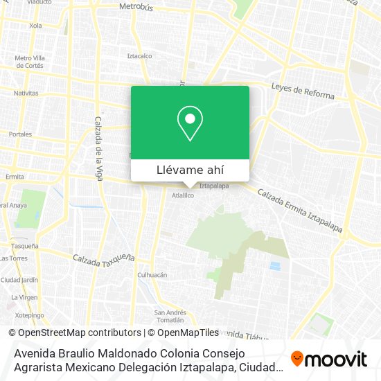 Mapa de Avenida Braulio Maldonado  Colonia Consejo Agrarista Mexicano  Delegación Iztapalapa