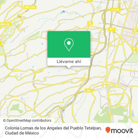 Mapa de Colonia Lomas de los Angeles del Pueblo Tetelpan