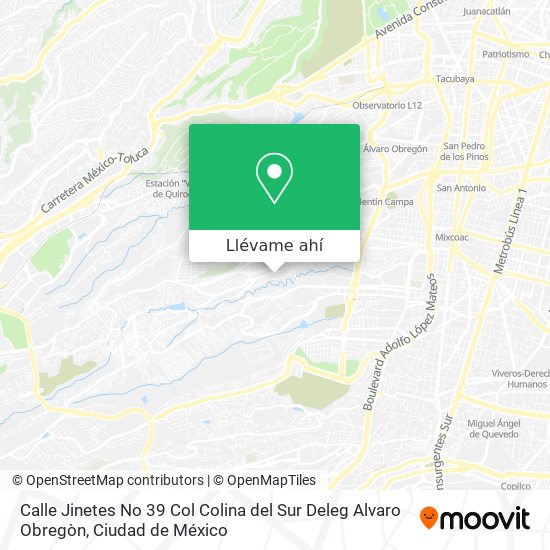 Mapa de Calle Jinetes No  39 Col  Colina del Sur Deleg  Alvaro Obregòn