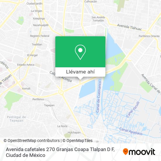 Mapa de Avenida cafetales 270  Granjas Coapa  Tlalpan  D F