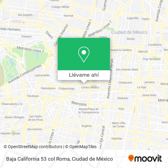 Cómo llegar a Baja California 53 col Roma en Miguel Hidalgo en Autobús o  Metro?