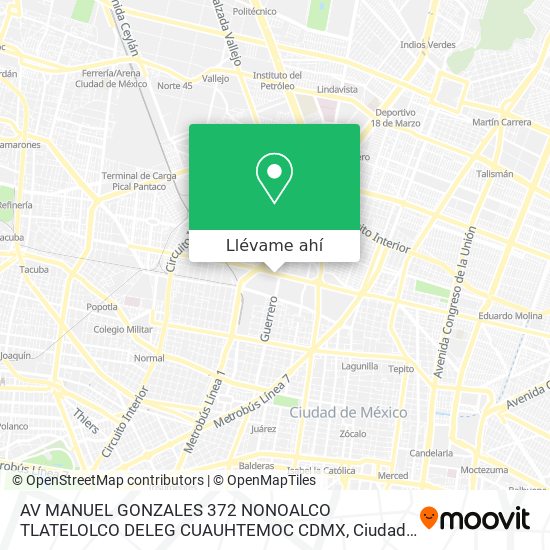 Mapa de AV  MANUEL GONZALES  372  NONOALCO TLATELOLCO  DELEG  CUAUHTEMOC  CDMX