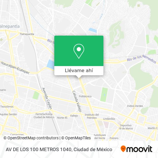 Mapa de AV DE LOS 100 METROS 1040