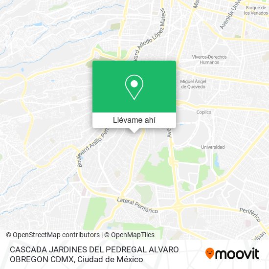 Mapa de CASCADA  JARDINES DEL PEDREGAL  ALVARO OBREGON CDMX