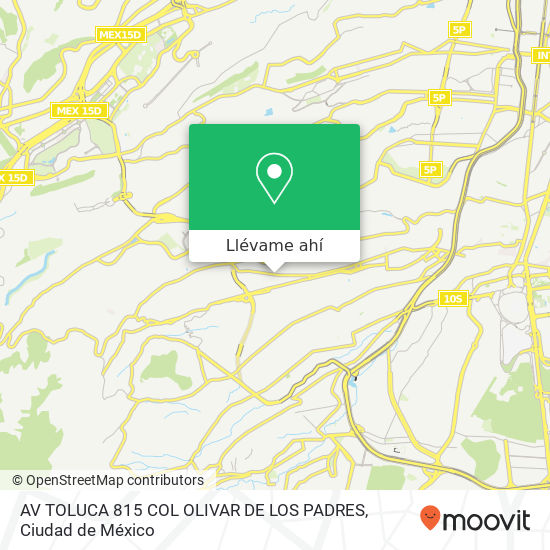 Mapa de AV TOLUCA 815 COL  OLIVAR DE LOS PADRES
