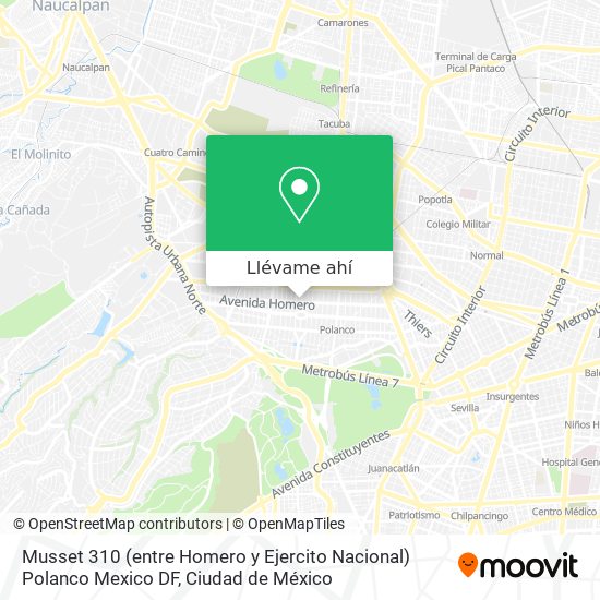 Mapa de Musset  310 (entre Homero y Ejercito Nacional)  Polanco  Mexico DF
