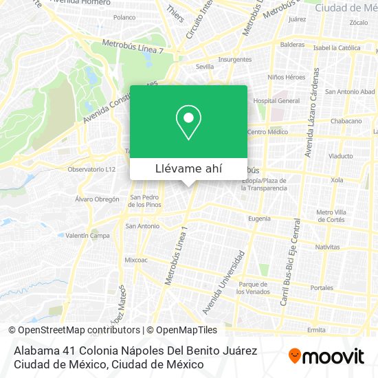Mapa de Alabama 41  Colonia Nápoles  Del  Benito Juárez  Ciudad de México