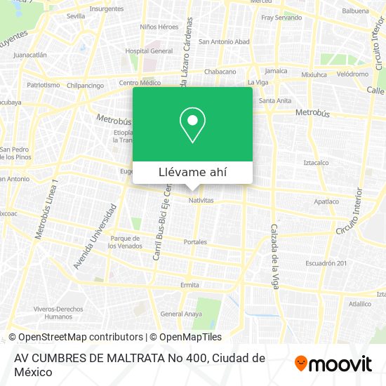 Mapa de AV  CUMBRES DE MALTRATA No  400