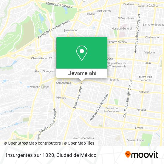 Mapa de Insurgentes sur 1020