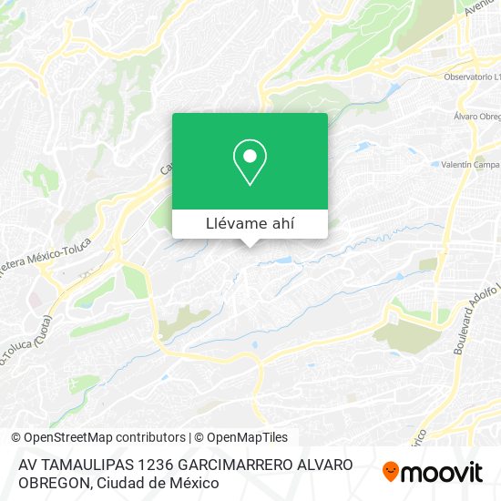 Mapa de AV TAMAULIPAS 1236  GARCIMARRERO  ALVARO OBREGON
