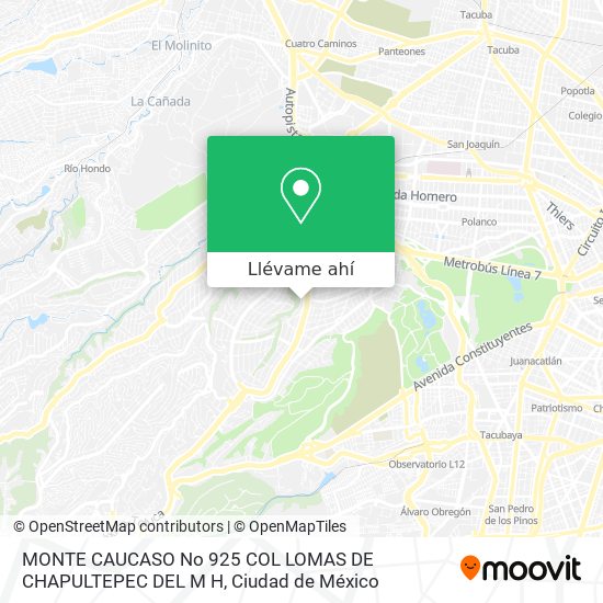 Mapa de MONTE CAUCASO No  925  COL  LOMAS DE CHAPULTEPEC  DEL  M H