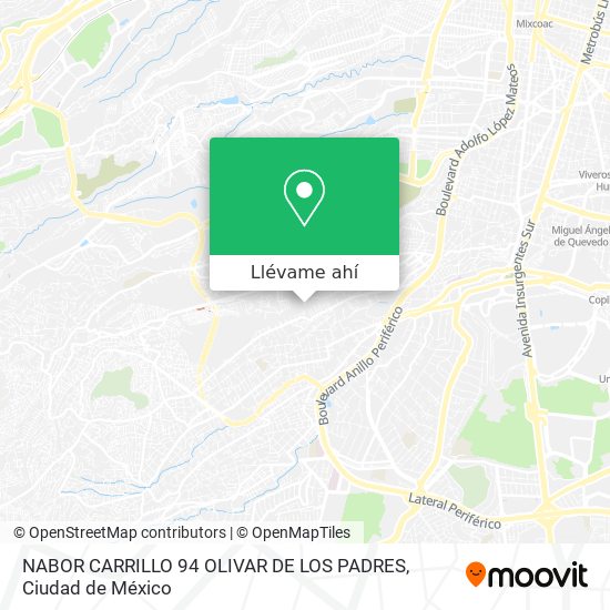 Cómo llegar a NABOR CARRILLO 94 OLIVAR DE LOS PADRES en Cuajimalpa De  Morelos en Autobús o Metro?