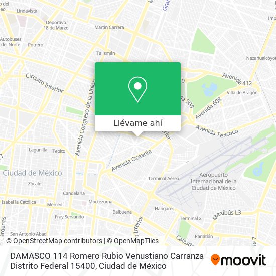 Mapa de DAMASCO 114  Romero Rubio Venustiano Carranza  Distrito Federal 15400