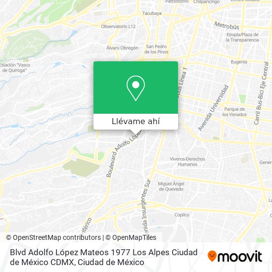 Mapa de Blvd  Adolfo López Mateos 1977  Los Alpes  Ciudad de México  CDMX