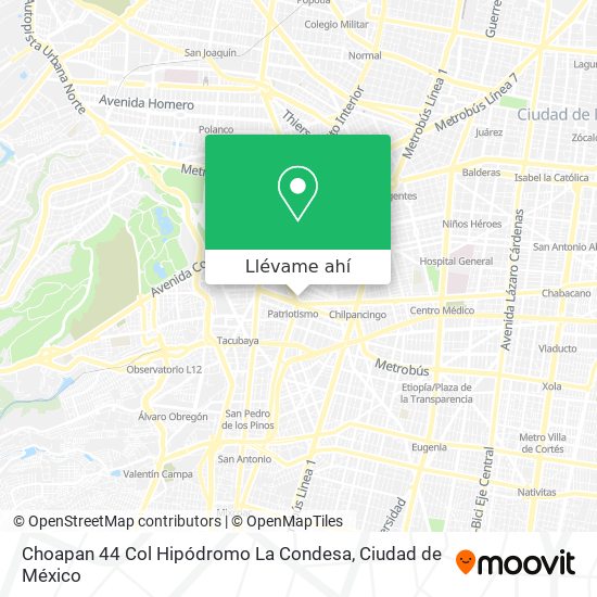 Cómo llegar a Choapan 44 Col Hipódromo La Condesa en Miguel Hidalgo en  Autobús o Metro?