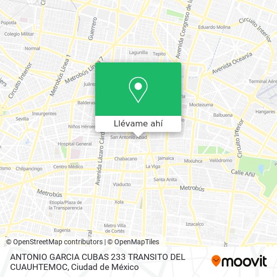 Mapa de ANTONIO GARCIA CUBAS  233  TRANSITO  DEL  CUAUHTEMOC
