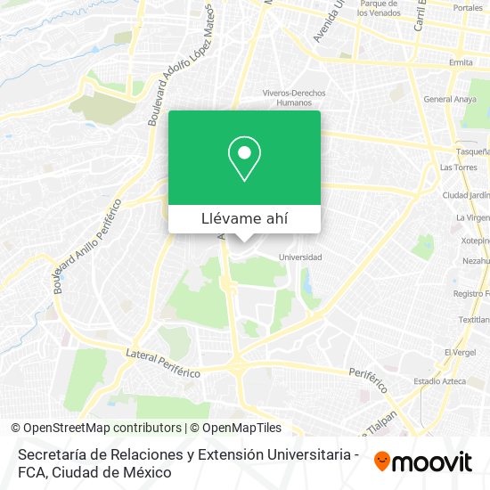 Mapa de Secretaría de Relaciones y Extensión Universitaria - FCA