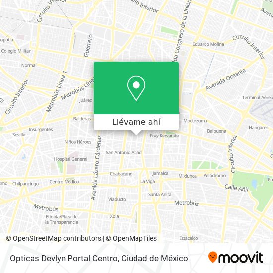 Mapa de Opticas Devlyn  Portal Centro