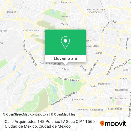 Mapa de Calle Arquímedes 148  Polanco IV Secc  C P  11560  Ciudad de México