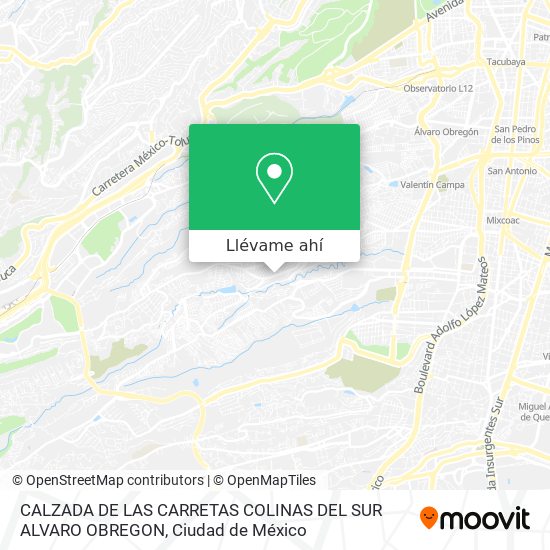 Mapa de CALZADA  DE LAS CARRETAS   COLINAS DEL SUR ALVARO OBREGON
