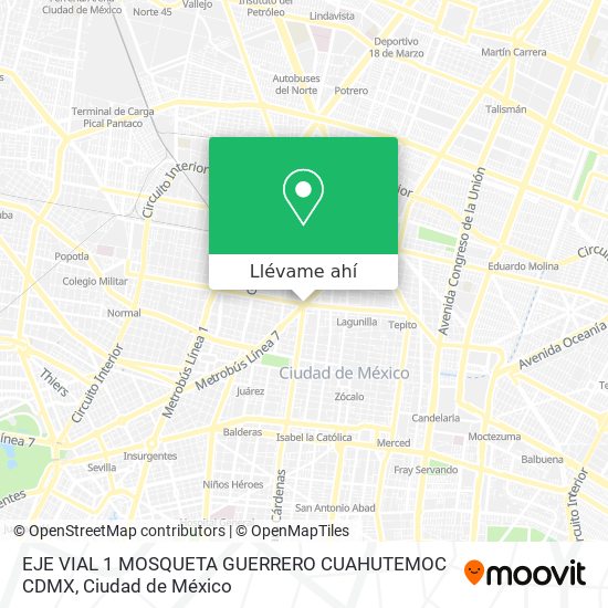 Mapa de EJE VIAL 1 MOSQUETA  GUERRERO  CUAHUTEMOC CDMX