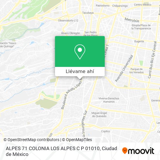 Mapa de ALPES 71  COLONIA LOS ALPES  C  P  01010