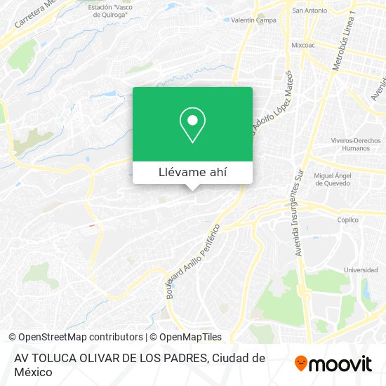 Mapa de AV TOLUCA  OLIVAR DE LOS PADRES
