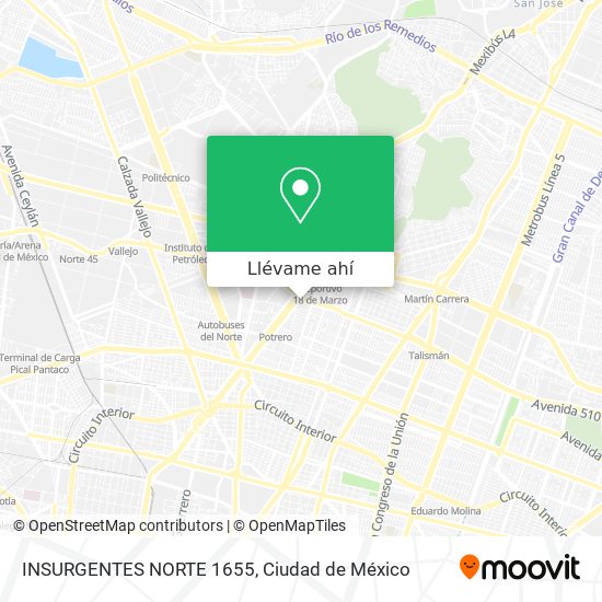 Mapa de INSURGENTES NORTE 1655