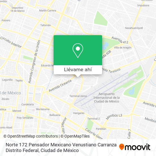 Mapa de Norte 172  Pensador Mexicano  Venustiano Carranza  Distrito Federal