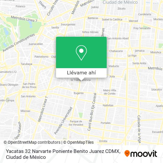 Mapa de Yacatas 32  Narvarte Poniente  Benito Juarez  CDMX