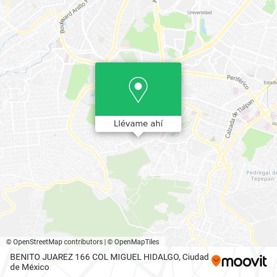 Mapa de BENITO JUAREZ 166 COL  MIGUEL HIDALGO